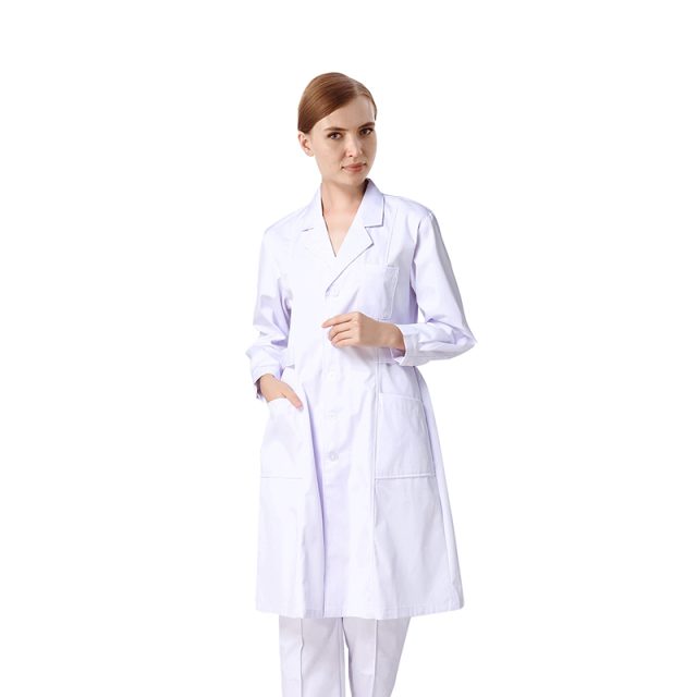 Long sleeve unisex white medical doctor uniform chemistry lab coats (2)