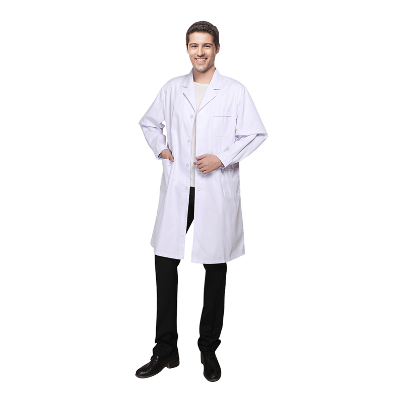 Long sleeve unisex white medical doctor uniform chemistry lab coats