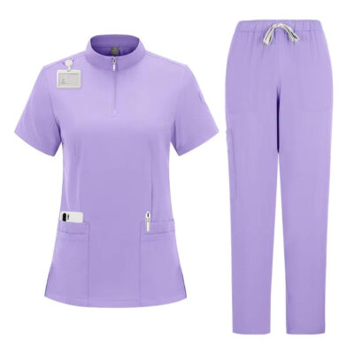 Custom spandex scrub tops with zipper