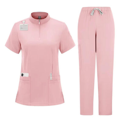 Custom spandex scrub tops with zipper