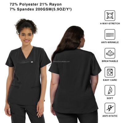 V-neck scrub tops with pockets