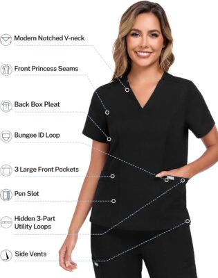 V-neck medical scrub tops