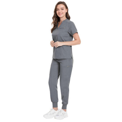 Women’s grey V-neck scrub sets