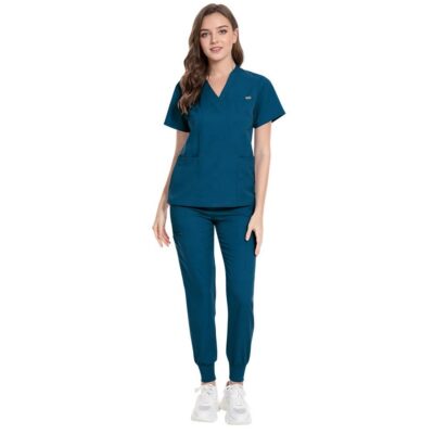 Women’s grey V-neck scrub sets