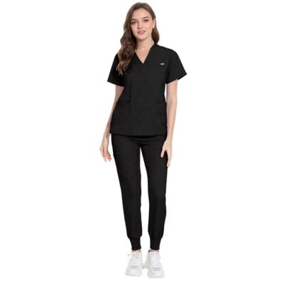 Women’s grey V-neck scrub sets