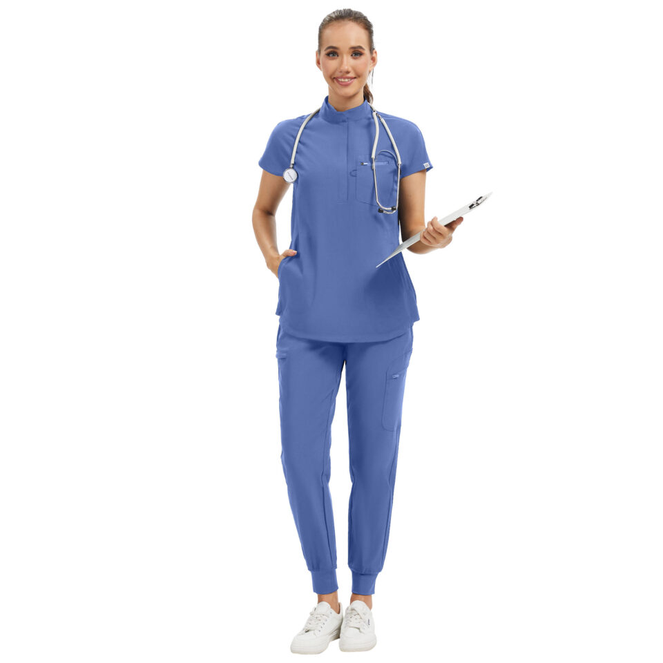 women’s scrub sets mandarin collar