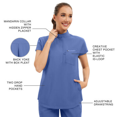 women’s scrub sets mandarin collar